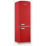 Severin Retro Kühl- & Gefrierkombination, Kühlschrank im Retro-Design mit Chrom-Applikationen, LED-Beleuchtung, 1-7°C, 244 L Nettovolumen, nur 39 dB, rot, RKG 8917 [EEK D]