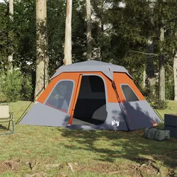 Campingzelt 6 Personen Grau und Orange 344x282x192 cm