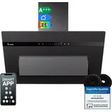 KKT KOLBE A+++ Dunstabzugshaube 80 cm 782 cbm/h Umluft Abluft Kopffrei Wandhaube | Glas Matt Schwarz | Nachlaufautomatik | Smart WiFi App WLAN | Se... - Schwarz