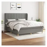 vidaXL Boxspringbett mit Matratze Dunkelgrau 180x200 cm Stoff