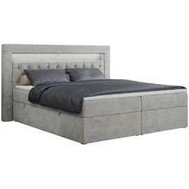 MKS Boxbett, GOLD-6 Led, 160/200 Hellgrau Struktur - H4