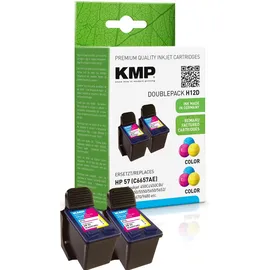 KMP Tintenpatrone für HP 57 C,M,Y (C6657AE) 3-farbig Doppelpack
