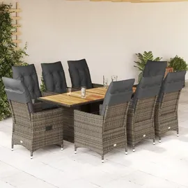 vidaXL Garten-Essgruppe 9-tlg. Grau