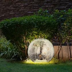 LED Solar Steck Leuchte Kugel Strahler crackle Erdspieß Glas Lampe Außen Beleuchtung