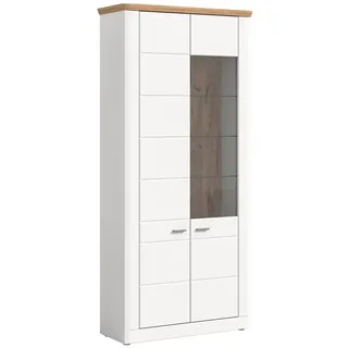 xonox.home Vitrine MODERN TIMES, 94 x 205 cm - 2 Türen - Nox Eiche Dekor Weiß matt