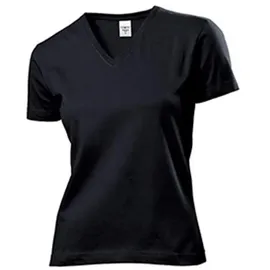 Stedman Apparel Damen Regular Fit T-Shirt Classic-T V-neck/ST2700, Schwarz - Black Opal, Gr. 36 (Herstellergröße: S) - 36