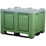 Logiplast Palettenbox mit Deckel LxBxH: 1200 x 1000 x 790 mm geschlossen mit 3 Kufen in grün