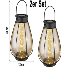 bmf-versand Solarleuchten Garten Laterne 2er Set Solarlampe Außen Leuchte Solar LED Metall - Schwarz/Gelb