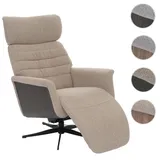 MCA Furniture MCA Relaxsessel HWC-N56, Fernsehsessel Liegesessel Fußstütze drehbar Bouclé Stoff Holz - Stoff braun, Holz grau