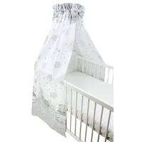 TupTam Babybett Himmel mit Schleifchen, Farbe: Mond mit Elefant/Grau,