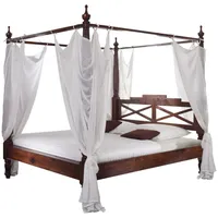 Massivmoebel24 Himmelbett Akazie 200x200x224 nougat lackiert OXFORD 247