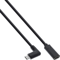 InLine USB 3.2 Kabel, USB-C Verl., ST gewinkelt auf BU, schwarz 2m