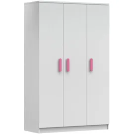 Deine Möbel 24 Kinderkleiderschrank INGE 19 in Weiß / Weiß + Grau / Weiß + Eiche Sonoma Jugendzimmer (Griffe in Rosa/Blau/Grün/Weiß/Eiche Sonoma/Grau) weiß