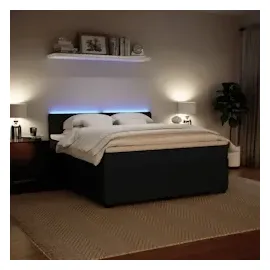 vidaXL Boxspringbett mit Matratze Schwarz 180x200 cm Samt