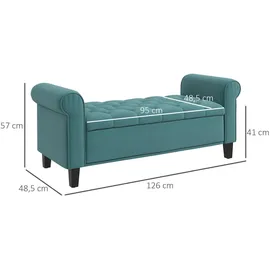 Homcom Bettbank, Sitzbank in Samtoptik, Flurbank mit Stauraum für Schlafzimmer, bis 120 kg Belastbar, Grün,