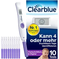Clearblue Fruchtbarkeits-Ovulationstest-Set, 10 Tests + 1 digitaler Testhalter, Fruchtbarkeitstest für Frauen/Ovulation, fortgeschritten und digital (testet 2 Hormone), schneller schwanger werden