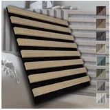 marbet design Wandpaneel, (Akustikpaneele Akustikquadrate 40x40cm Wandverkleidung Holz - (1 Paneel, schwarz - Sonoma Eiche) Holzpaneele modern Holzwand schwarze Platte)