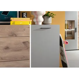 LIV'IN Sideboard BAVENO 166 x 82 x 40 cm Hellgrau / Nox Eiche Dekor
