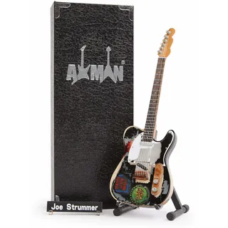 Joe Strummer 1966 Miniatur-Gitarren-Nachbildung – Musikgeschenke – Handgefertigte Ornamente im Maßstab 1/4 – inklusive Displaybox, Namensschild und Miniatur-Gitarrenständer
