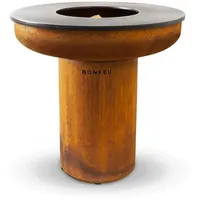 BonFeu BonBiza XL Corten - Feuerkorb für den Garten - Feuertonne & Feuerstelle - Feuerschale Feuerkorb aus stabilem Stahl - Mit Grillrost & Plancha zum Kochen - 98x98x102 cm