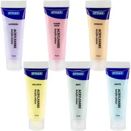 Stylex Pastell Acrylfarben 6 St. 75 ml Blau