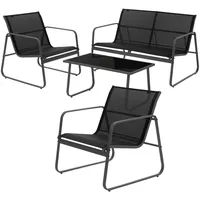 ML-Design Gartenmöbel Set 4-Tlg Schwarz aus Stahl und Textilene für 4 Personen