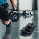 Homcom Set Mit 4 Gewichtsscheiben (2 X 5 Kg Und 2 X 10 Kg), Ø 25 Mm Loch Für Langhanteln Oder Kurzhanteln, Krafttraining, Gewichtheben, Schwarz