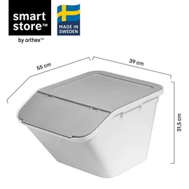 SmartStore Aufbewahrungskiste Stack-it M 39 x 39 x 37 cm 1-tlg. grau/weiß