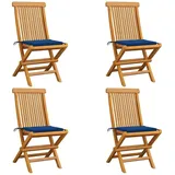 vidaXL Gartenstühle mit Königsblauen Kissen 60 x 60 x 89 cm blau 4 St.