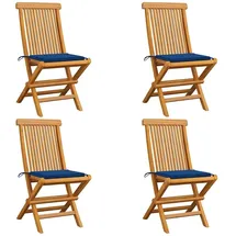 vidaXL Gartenstühle mit Königsblauen Kissen 60 x 60 x 89 cm blau 4 St.