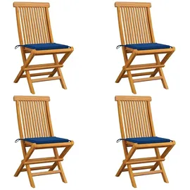 vidaXL Gartenstühle mit Königsblauen Kissen 60 x 60 x 89 cm blau 4 St.