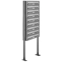 AL Briefkastensysteme 9 Fächer Premium Edelstahl Stand Briefkasten Anlage für Post A4 modern, robust, wetterfest, Artikelnummer: 132V9S1