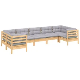 vidaXL Garten-Lounge-Set 7-tlg. grau Kiefernholz