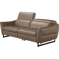 2,5-Sitzer EGOITALIANO "Dafne, elegantes Designsofa mit hohem Sitzkomfort", weiß (paper), B:208cm H:97cm T:108cm, Leder »BULL« (echtes Rindsleder). Geschliffenes, pigmentiertes und behandeltes Rindsleder mit einer Dicke von 1, 3-1, 5 mm. Dieses Leder zeigt eine ziemlich weiche Hand mit einem halb undurchsichtigen Aussehen. Es handelt sich um ein geschütztes Leder. Eine leichte Deckschicht schützt sie vor Flecken, ohne ihre ursprünglichen Eigenschaften zu verändern. Die geschützten Leder kombinieren die Vorteile von Natürlichkeit und Weichheit mit einer guten Beständigkeit gegen Verschleiß und Ausbleichen. Das Vorhandensein der charakteristischen Zeichen, die das Leben des Tieres bestimmen, wie Narben, Körnungsunterschiede, Falten, Adern, Disharmonien in Farbtönen, beweisen ihre absolute Echtheit und großen Wert., Sofas, wahlw. mit elektrischer Relaxfunktion, Kopfteile manuell verstellbar