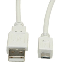 VALUE USB 2.0 USB-A Stecker, USB-Micro-B Stecker 0.80m Weiß