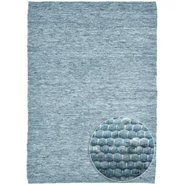 THEKO Handwebteppich Alpen UNI blue 40 H: 1,2