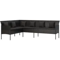 vidaXL Gartensofa in L-Form Loungesofa schwarz