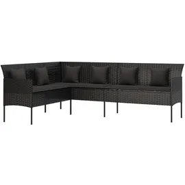 vidaXL Gartensofa in L-Form Loungesofa schwarz
