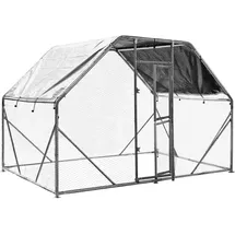Wiltec XXL Freilaufgehege 2 x 3 x 2 m mit Sonnendach und verzinkten Gitterstäben, Außengehege als Voliere Hühnerstall oder Hasenstall, Kleintiergehege Gehege
