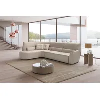 Ecksofa EGOITALIANO "Puffy, extravagant & edel, Retro Designsofa, hoher Sitzkomfort, L-Form", grau (stone), B:330cm H:88cm T:205cm, Leder »BULL« (echtes Rindsleder). Geschliffenes, pigmentiertes und behandeltes Rindsleder mit einer Dicke von 1, 3-1, 5 mm. Dieses Leder zeigt eine ziemlich weiche Hand mit einem halb undurchsichtigen Aussehen. Es handelt sich um ein geschütztes Leder. Eine leichte Deckschicht schützt sie vor Flecken, ohne ihre ursprünglichen Eigenschaften zu verändern. Die geschützten Leder kombinieren die Vorteile von Natürlichkeit und Weichheit mit einer guten Beständigkeit gegen Verschleiß und Ausbleichen. Das Vorhandensein der charakteristischen Zeichen, die das Leben des Tieres bestimmen, wie Narben, Körnungsunterschiede, Falten, Adern, Disharmonien in Farbtönen, beweisen ihre absolute Echtheit und großen Wert., Sofas, Ecksofa, mit Ottomane, wahlweise mit und ohne elektrischer Relaxfunktion