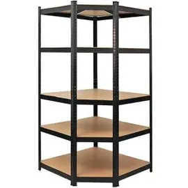 Proregal Eckregal, Ragnar, 1x: 180x90x60cm schwarz, Fachlast, 175kg, Kellerregal, Steckregal, Garagenregal, Lagerregal