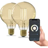 Calex Smart LED-Globelampe Filament, E27 G95 Gold, 2er Pack