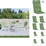 Hochlehner-Auflagen 4 Stk. Blattmuster Stoff - Hochlehner Auflagen - Gartenstuhlkissen - Outdoor Kissen - Sitzkissen - Wasserfeste Kissen