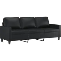vidaXL 3-Sitzer-Sofa mit Hocker Schwarz 180 cm Kunstleder