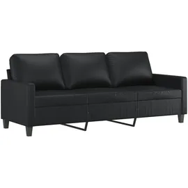 vidaXL 3-Sitzer-Sofa mit Hocker Schwarz 180 cm Kunstleder