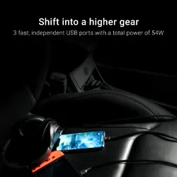 In-Car Charger PowerRide 54W Auto-Ladegerät (3x USB, 18W USB-A, mit Ultra Charge-Schnellladetechnologie, bis zu 3,5-mal schneller)