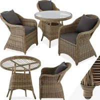 tectake® Rattan Sitzgruppe, mit Aluminiumgestell, wetterfest und UV-beständig, hochwertiges Geflecht, Stühle vormontiert