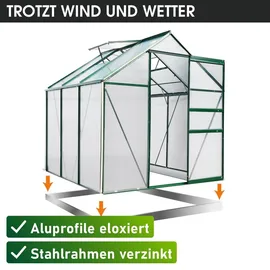Brast Gewächshaus Alu Grün HKP 6 mm 3,61 m2
