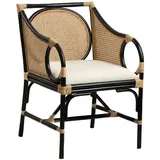 Romimex Rattan-Sessel, Schwarz, 53 x 86 x 63 cm