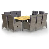 vidaXL Garten-Essgruppe 11-tlg. Grau
